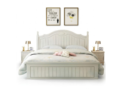 Bed Landhuis Stijl Bedden Dubbel Hout Luxe Ontwerp Meubels Slaapkamer Houten bed
