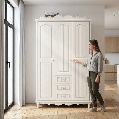 Landhuisstijl meubels Klassieke kledingkast Kast Hout Slaapkamer Wit