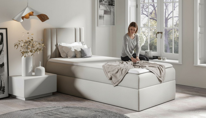 Mini bed eenpersoons slaapkamer bedden gestoffeerd ontwerp kinderbed luxe stof