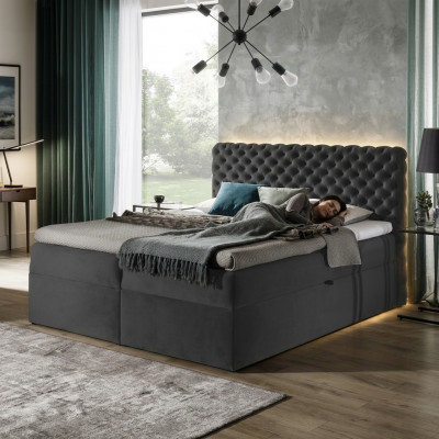 Chesterfield boxspring bed slaapkamer meubels bedden king size fluweel hotel nieuw