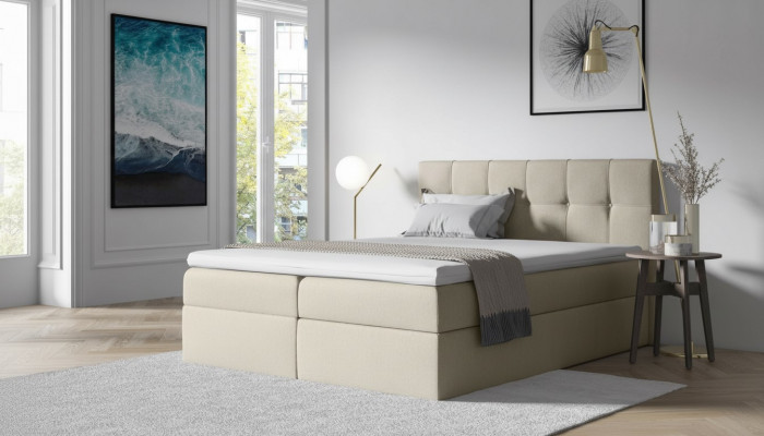 Stof boxspringbed textiel design dubbel hotel slaapkamer modern bed bedden