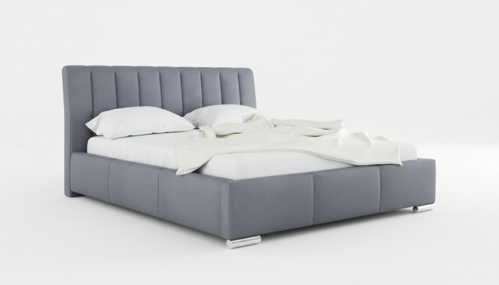 Bed Dubbel bed Meubels Bedframe Stof 160x200 Textiel Gestoffeerd bed Grijs Bedden