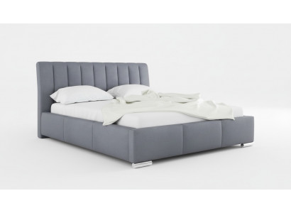 Bed Dubbel bed Meubels Bedframe Stof 160x200 Textiel Gestoffeerd bed Grijs Bedden