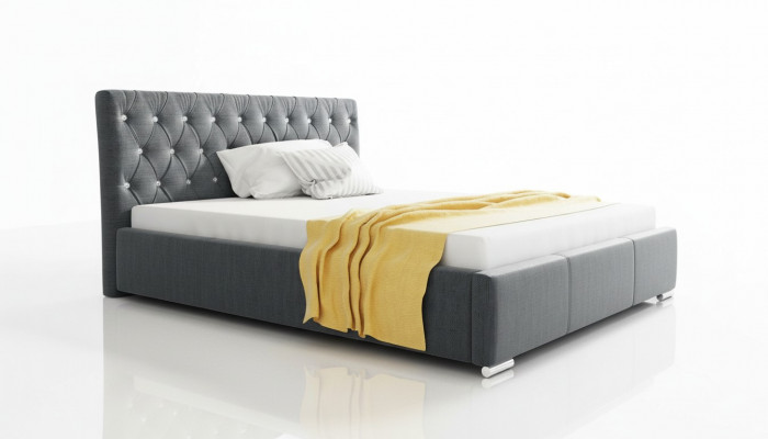 Bedframe Bed Dubbel bed Huwelijksbed Bedframe Gestoffeerd bed Bedden 200x200 Grijs