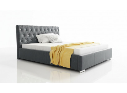 Bedframe Bed Dubbel bed Huwelijksbed Bedframe Gestoffeerd bed Bedden 200x200 Grijs