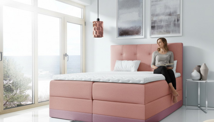 Tweepersoonsbed Bed Roze Gestoffeerd Bedden Boxspring Bed Tweepersoonsbed met matras Nieuw