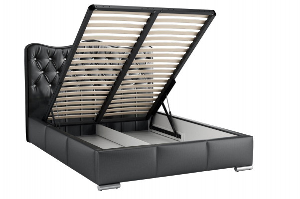 Bedframe Bedden Tweepersoonsbed Modern Bed Kunstleer Gestoffeerd Bed Zwart