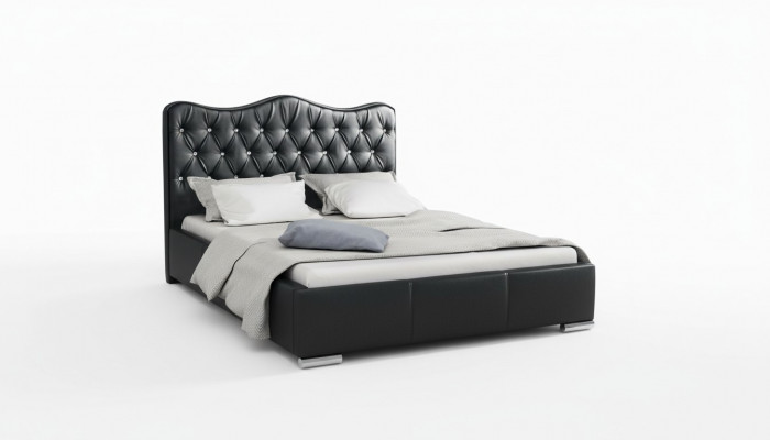 Bedframe Bedden Tweepersoonsbed Modern Bed Kunstleer Gestoffeerd Bed Zwart