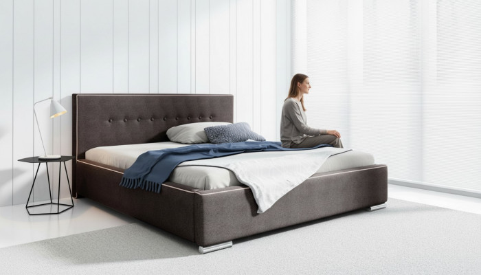 Bedframe Tweepersoonsbed Bed Echtelijk bed Bedden Gestoffeerd bed Slaapkamer Grijs Nieuw