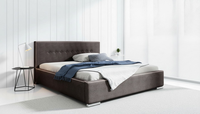 Bedframe Tweepersoonsbed Bed Echtelijk bed Bedden Gestoffeerd bed Slaapkamer Grijs Nieuw