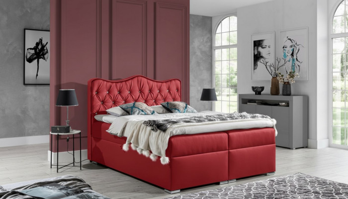 Tweepersoonsbed Bed Boxspringbed met opbergruimte tweepersoonsbed Bedden Gestoffeerd bed Rood Nieuw