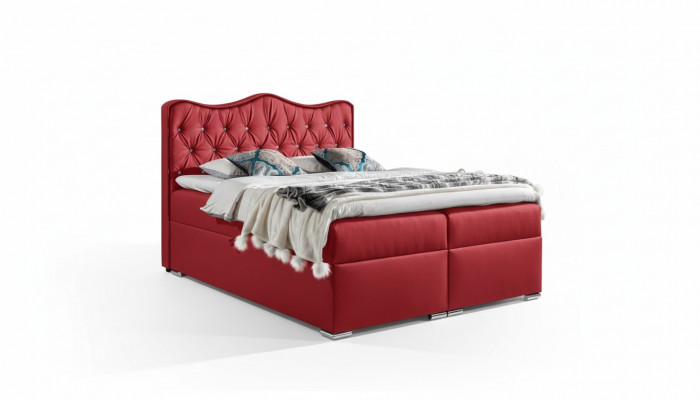 Tweepersoonsbed Bed Boxspringbed met opbergruimte tweepersoonsbed Bedden Gestoffeerd bed Rood Nieuw
