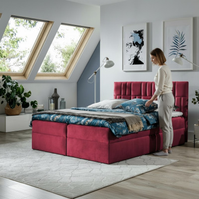 Tweepersoons boxspringbed bed met bedlade echtelijk bedden gestoffeerd bed rood nieuw
