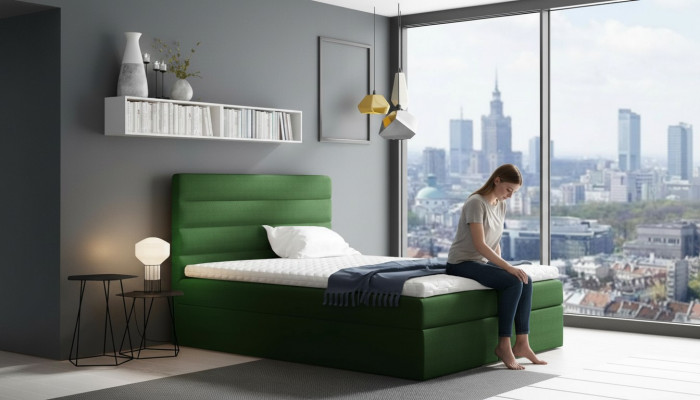 Bed met opbergruimte tweepersoonsbed Bedden Groen gestoffeerd bed Boxspringbed Tweepersoonsbed Nieuw