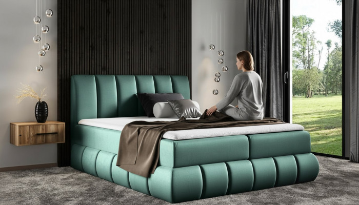 Bed met bedlade tweepersoonsbed Boxspringbed Tweepersoonsbed Gestoffeerd bed Hotel