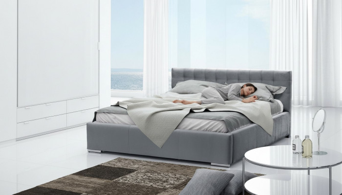 Bedframe Tweepersoonsbed Modern Slaapkamer Bedden Gestoffeerd Bed Grijs 160 cm