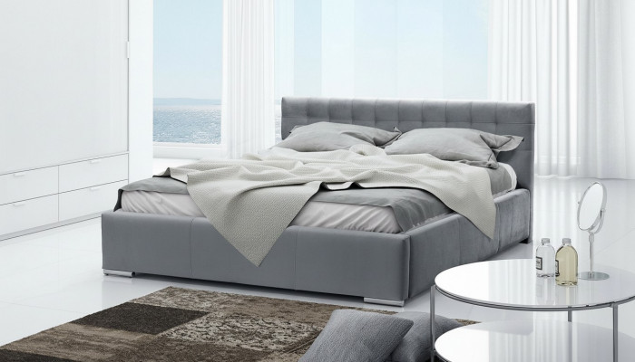 Bedframe Tweepersoonsbed Modern Slaapkamer Bedden Gestoffeerd Bed Grijs 160 cm