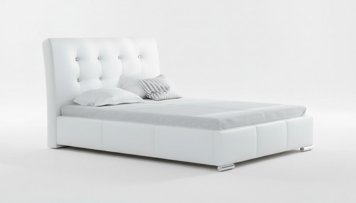 Echtelijk bed Bedframe Bedden Gestoffeerd bed Tweepersoonsbed Wit Polyester Eigentijds