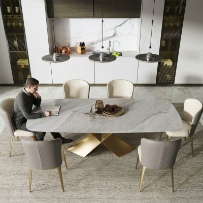 Luxe eettafels Tafels Ontwerp Tafel Roestvrij staal Steen Meubels Eetkamer Modern Kolom