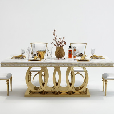 Luxe eettafel eetkamertafel metaal goud tafels eettafels meubels inrichting