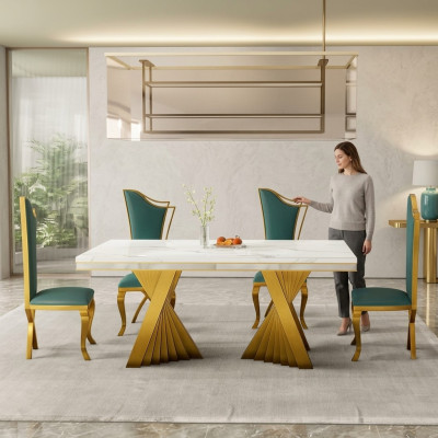 Luxe eettafel eetkamertafel Goud Metaal tafels Eettafels Meubels Inrichting