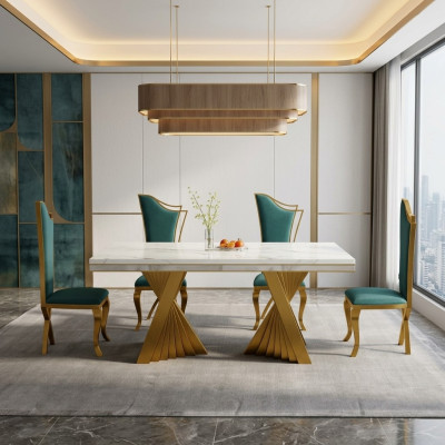 Luxe eettafel eetkamertafel Goud Metaal tafels Eettafels Meubels Inrichting