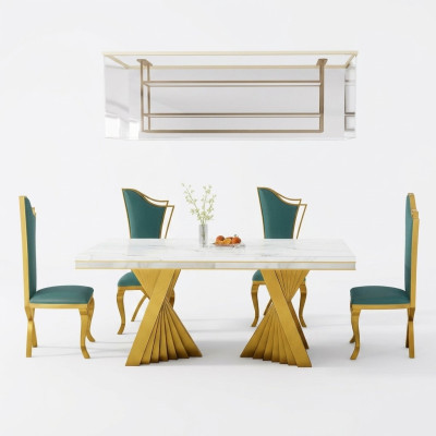 Luxe eettafel eetkamertafel Goud Metaal tafels Eettafels Meubels Inrichting