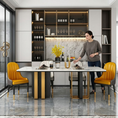 Eettafels Marmer Eettafel Modern Meubels Tafels Ontwerptafel Eetkamer Metaal Nieuw