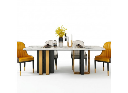 Eettafels Marmer Eettafel Modern Meubels Tafels Ontwerptafel Eetkamer Metaal Nieuw