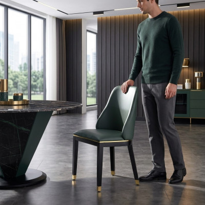 Stoel Stoelen Ontwerp Fauteuil Hout Bekleding Klassieke Echt hout Eetkamer Meubels