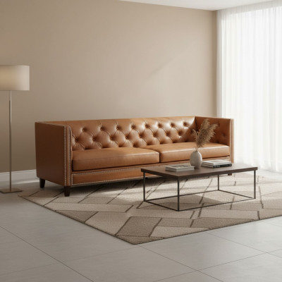 Bank 4-zits gestoffeerde sofa moderne zitplaatsen polyester design bank oranje