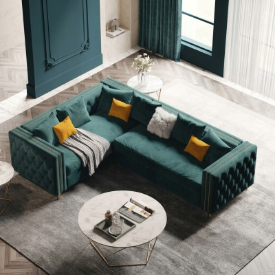 Hoekbank L-vorm Hoekbank Bank Banken Stof Chesterfield Meubels