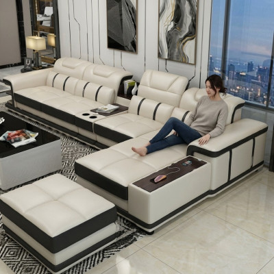 Woonlandschap hoekbank L-vormige hoekbank gestoffeerde bank zitbank ontwerpbank sofa's kunstleer