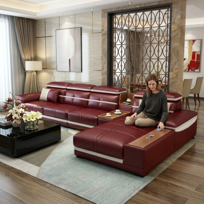 Luxe hoekbank L-vorm kunstleer hoekbank zitbank designbank banken rood nieuw