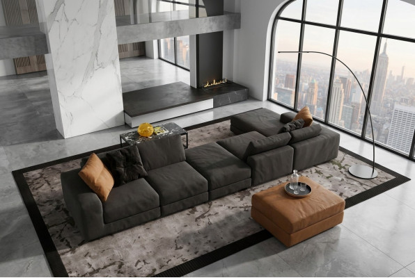 Luxe hoekbank L-vorm bank Banken Modern Woonkamer textiel bekleding Ontwerp Hoek Nieuw