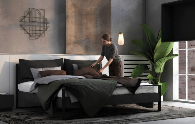 Bed Dubbel Modern Hotel Textiel Luxe Slaapkamer Bedden Bedframe Ontwerp
