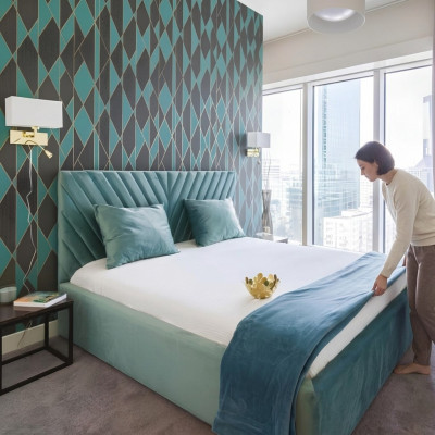 Dubbel ontwerp bed Moderne hotel textiel Luxe slaapkamer bedden Bedframe