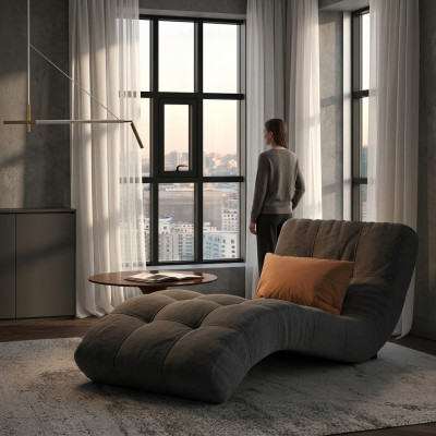 Chaiselongue Chesterfield ligbed ontwerp Club Chaise gestoffeerde stoffen bank bank nieuw