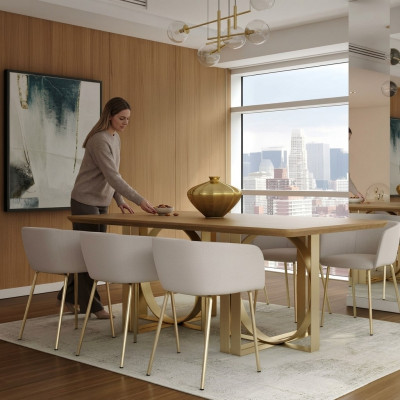 Stoelen Fauteuils Eetkamerstoel Eetkamer Stoel Stof Leuning Hout Luxe Zitplaats Nieuw