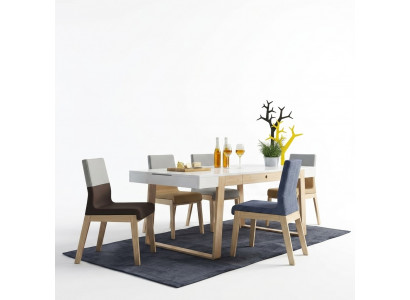 Stel 4 stoelen fauteuils eetkamerstoel eetkamerstoel stof houten luxe stoel.
