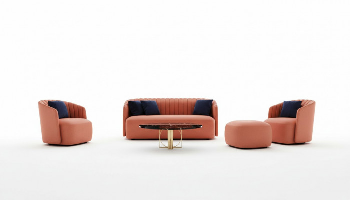 Set van 3 delen bankstel 3+2+1 zits bankstel Bankstel Stof Banken Fauteuil Oranje Nieuw