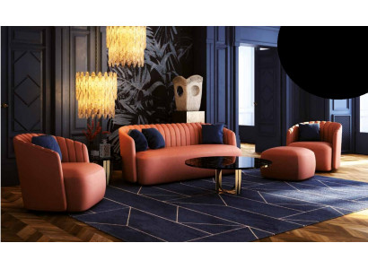 Set van 3 delen bankstel 3+2+1 zits bankstel Bankstel Stof Banken Fauteuil Oranje Nieuw