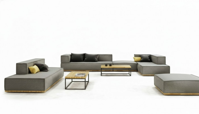 Hoekbank L-vorm Luxe bankstel Sofa Stof Banken Bekleding Zit Hoek Modern Grijs