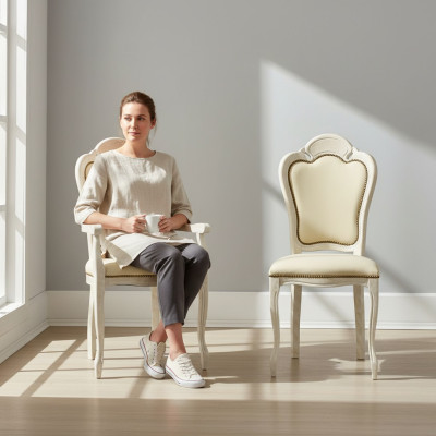 Stoel met armleuning Eetkamerstoel Hout Nieuw Eetkamerstoelen Design Fauteuil Barok