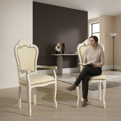 Stoel zonder armleuning Eetkamerstoel Hout Stof Eetkamerstoelen Design Fauteuil Nieuw