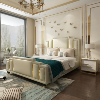 Bedden tweepersoons luxe slaapkamer Hotel Designer bed 180x200 leer