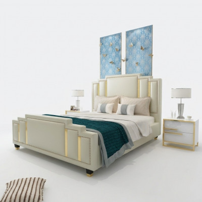 Bedden tweepersoons luxe slaapkamer Hotel Designer bed 180x200 leer