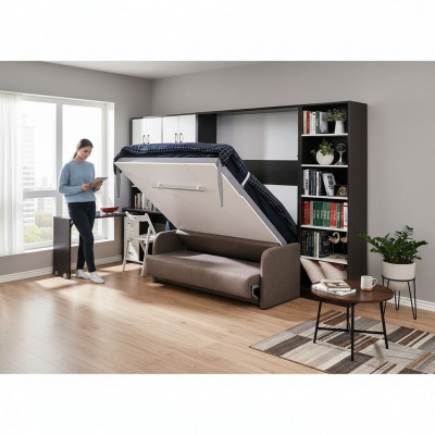 Kast Bed met bank Kussens Muurkasten Slaapbed inklap meubels + Bank Nieuw