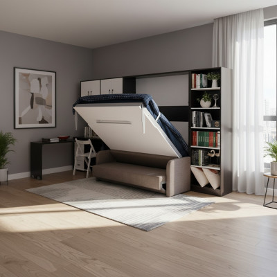 Kast Bed met bank Kussens Muurkasten Slaapbed inklap meubels + Bank Nieuw