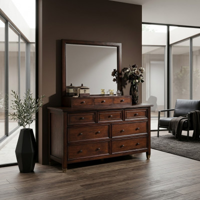 Buffet Dressoir Commode met Spiegel Echt Handwerk Hout Klassiek Dresseren